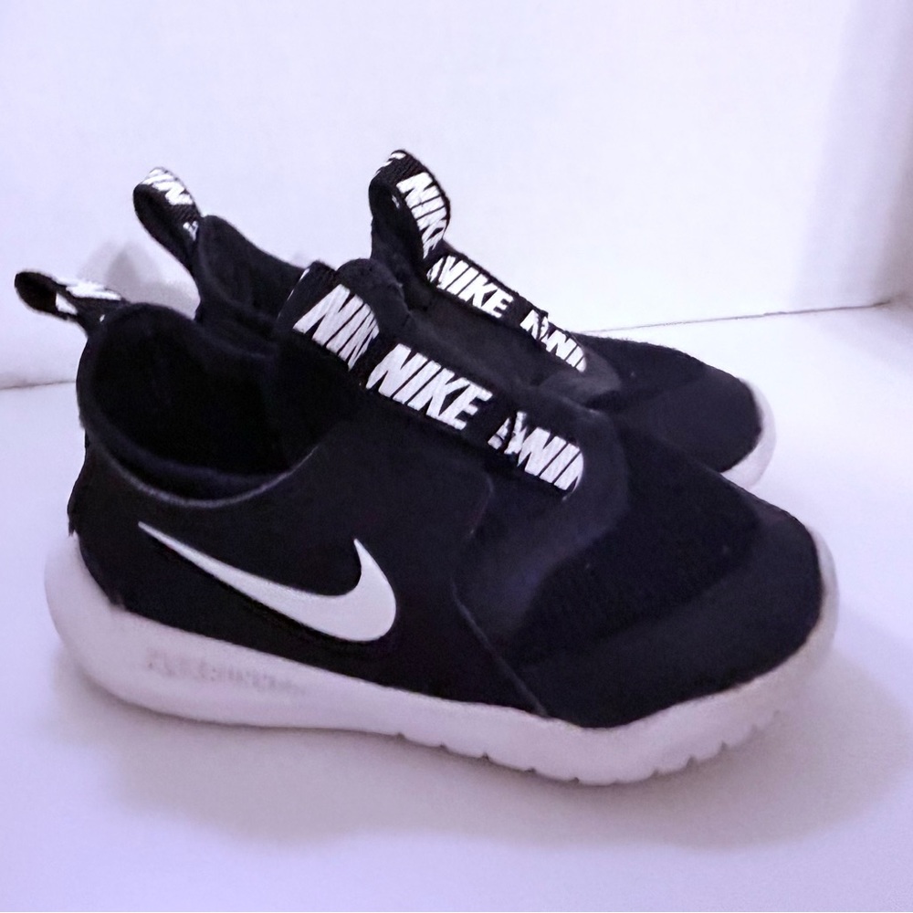 Nike Kids Black and White Slip-On Swoosh Sneakers